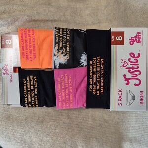 Justice Bikini Underwear 8 - Pack of 5 - New